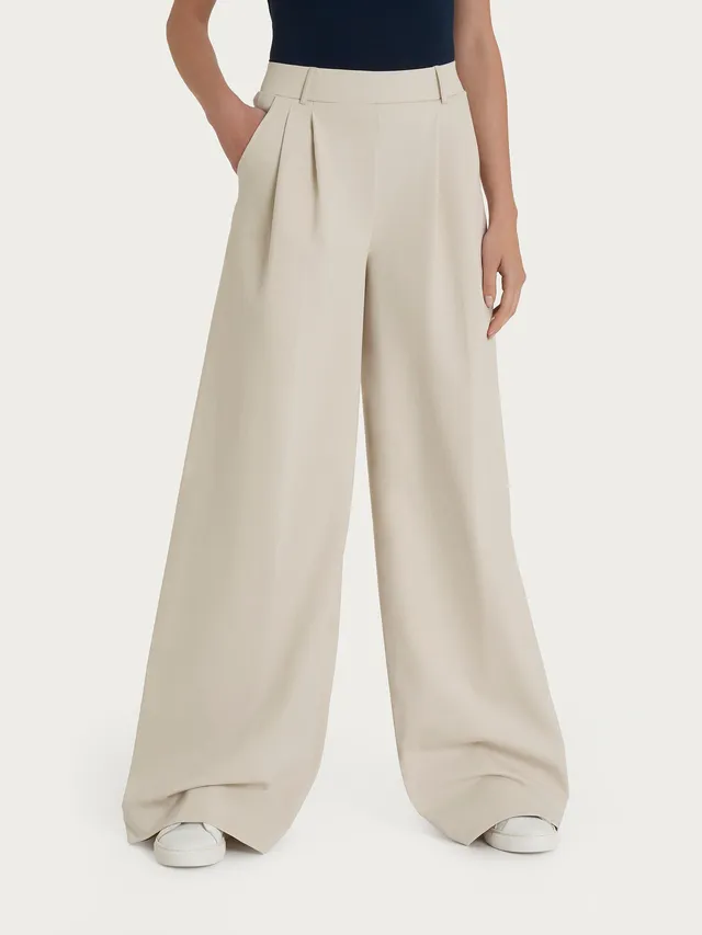 Ragno Compact Light pantalone palazzo champignon con tasche