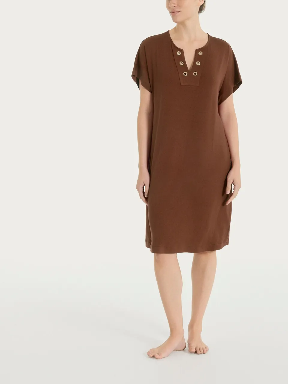 Ragno Viscosa Summer Abito Occhielli Chocolate jersey