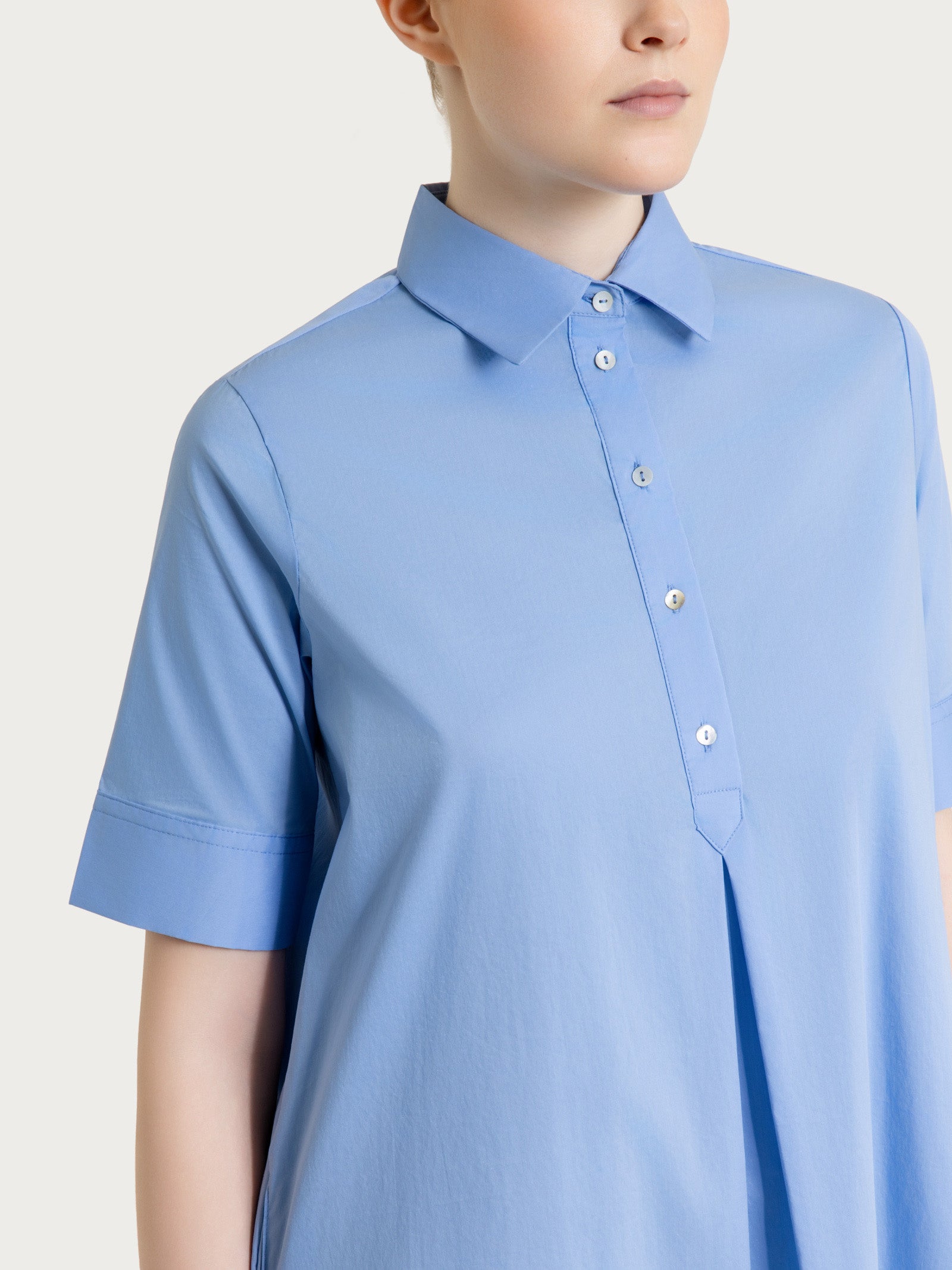 Ragno Puro Cotone Abito Collo Camicia Bel Air Blue poplin
