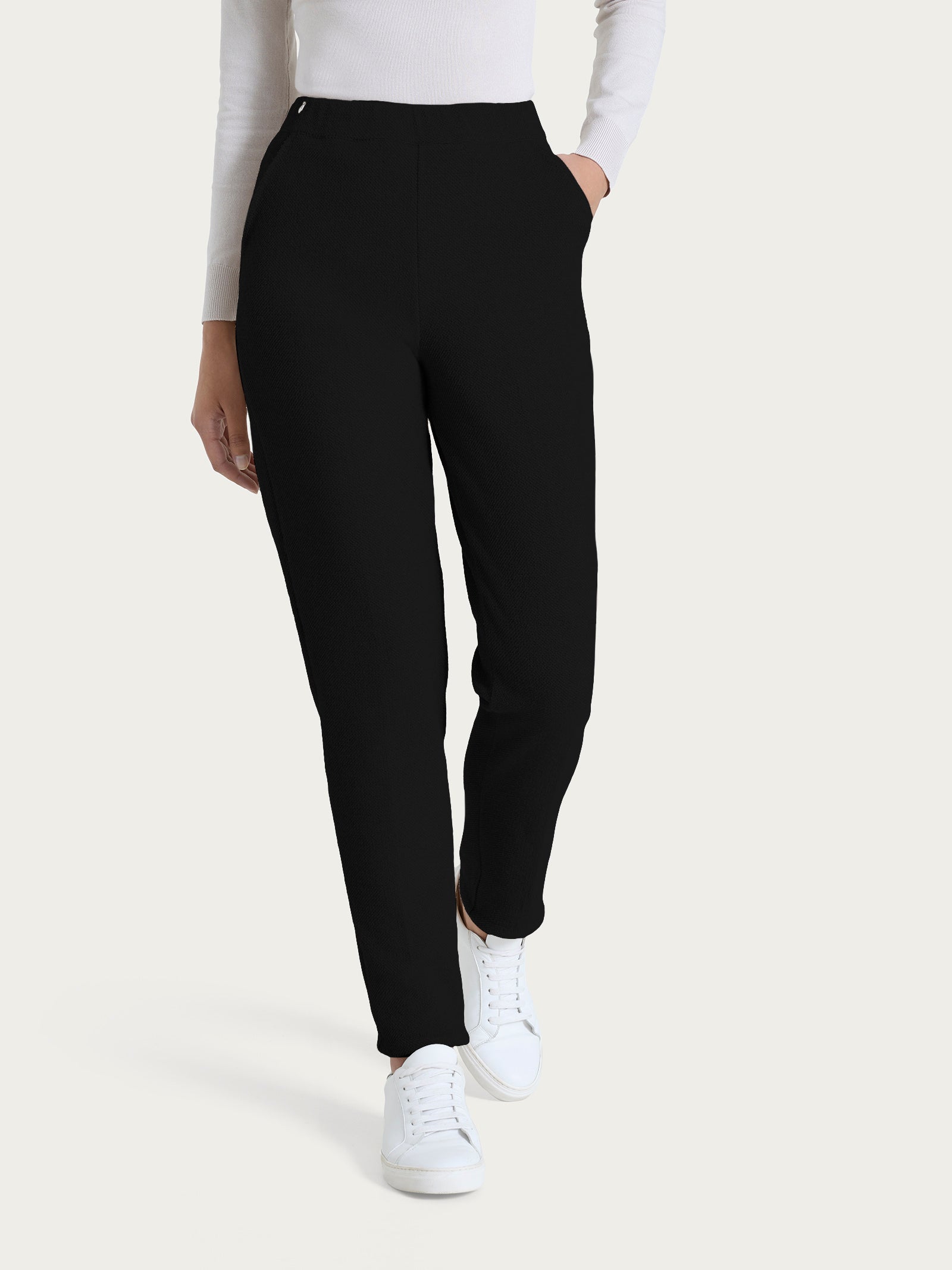 Ragno Relaxed Wardrobe The Chino pantalone nero felpato