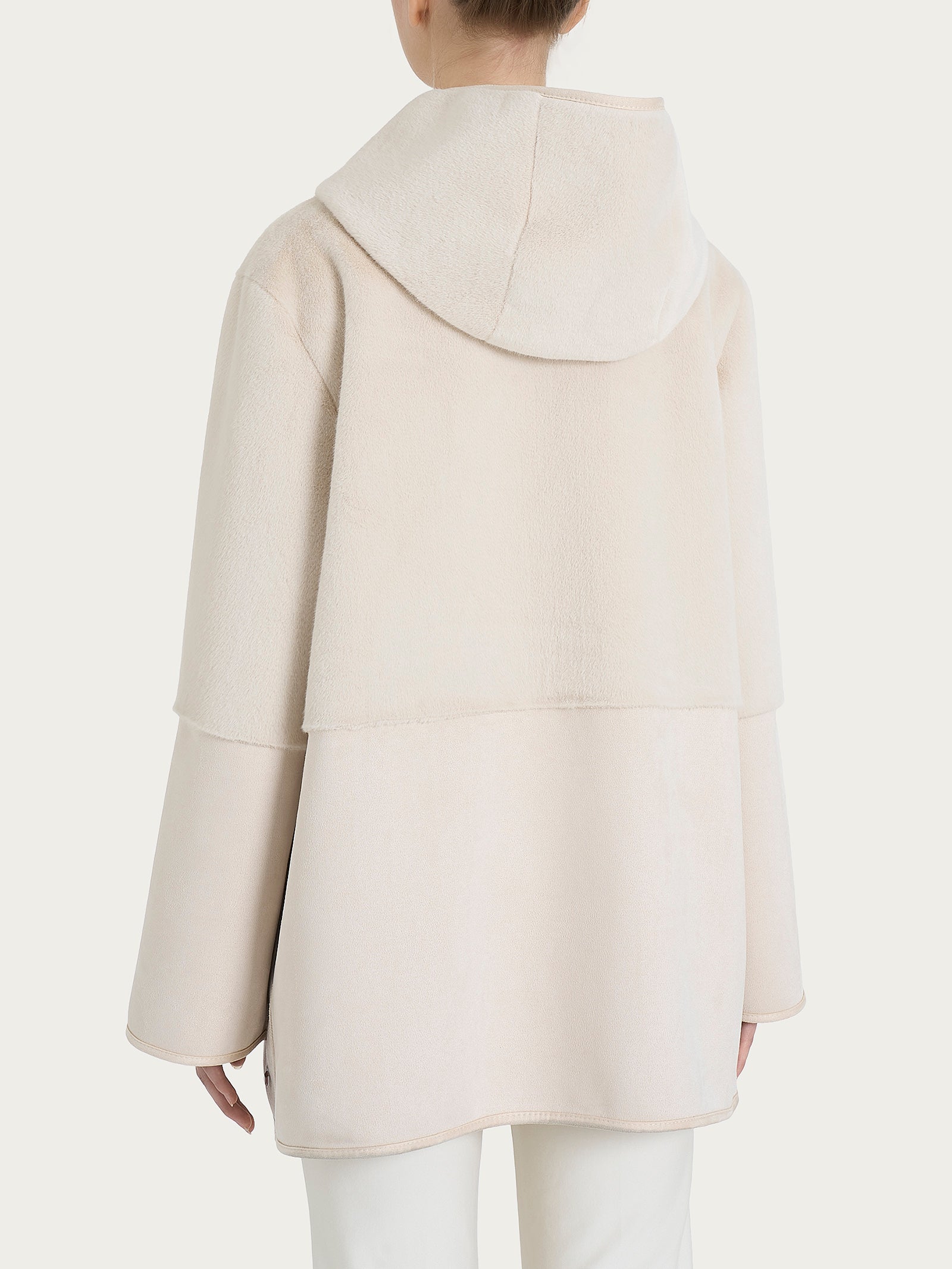 Ragno SL giacca cappuccio double-face Champignon shearling