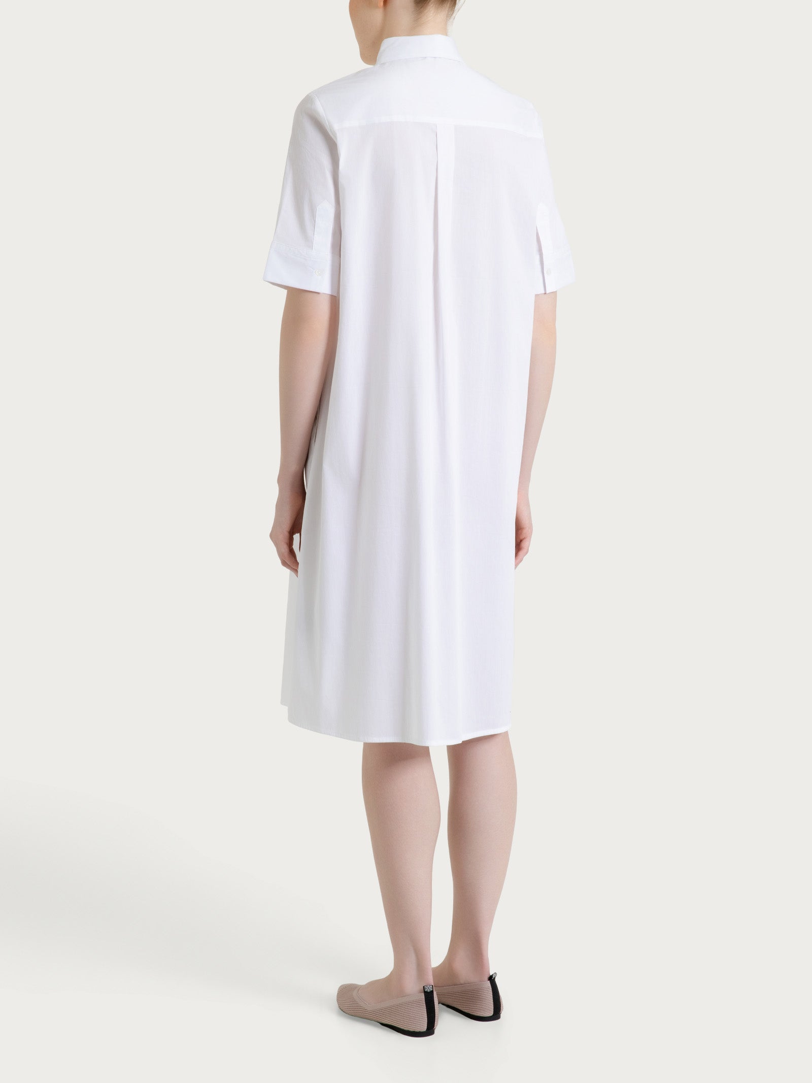Ragno Abito Collo Camicia Poplin Cotone Bianco Manica Corta