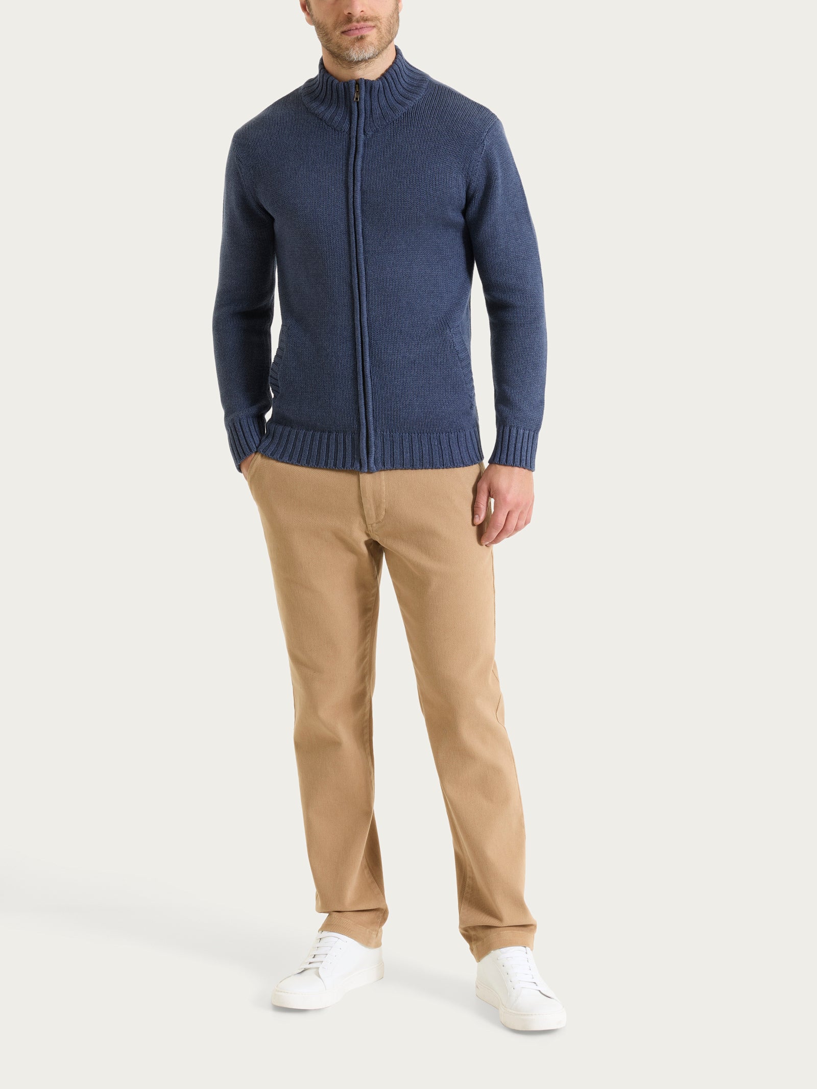 Ragno Winter Cotton Cardigan Uomo Zip Avio Melange