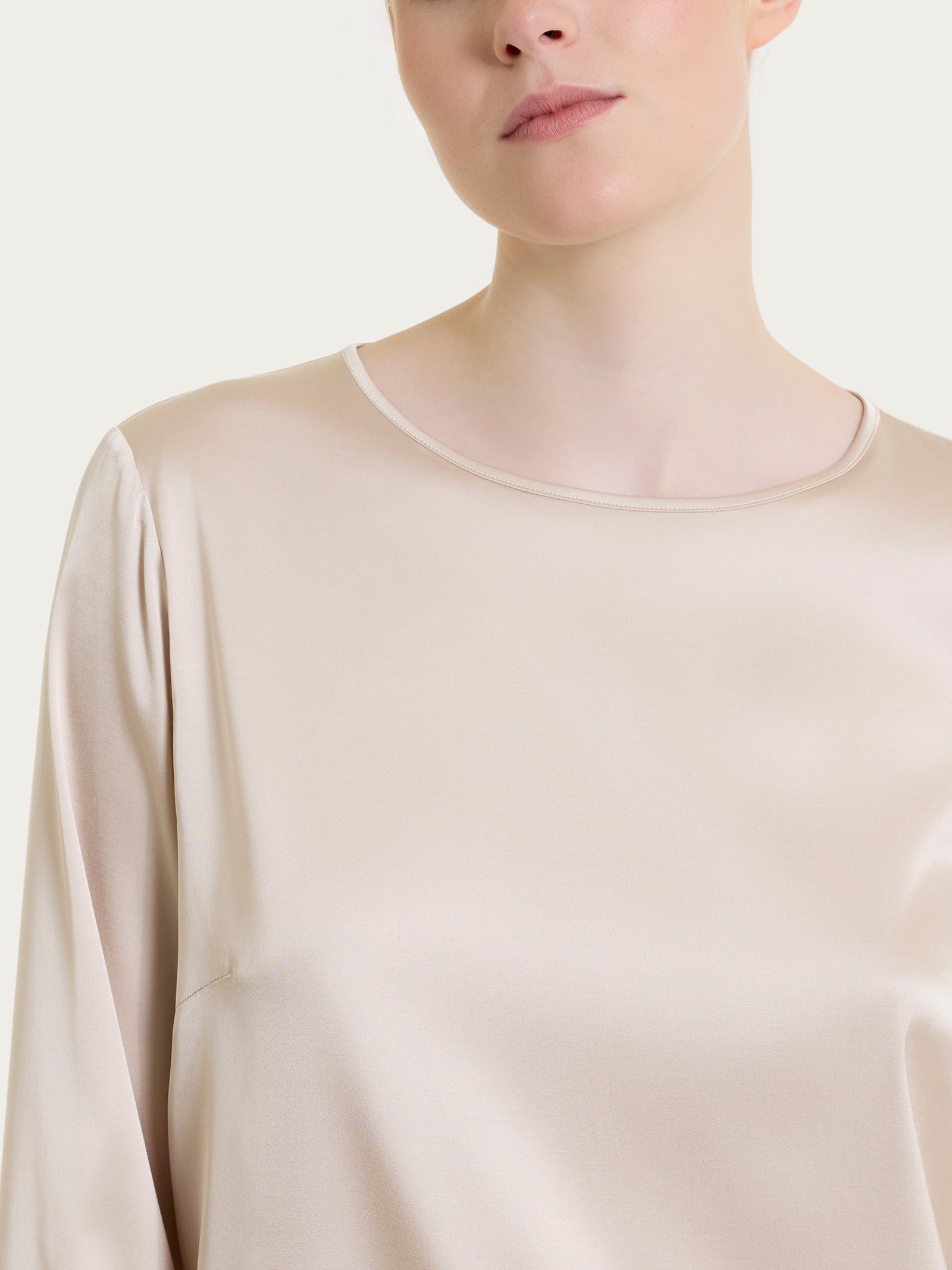 Ragno Gem blusa manica lunga Stretch Satin champignon