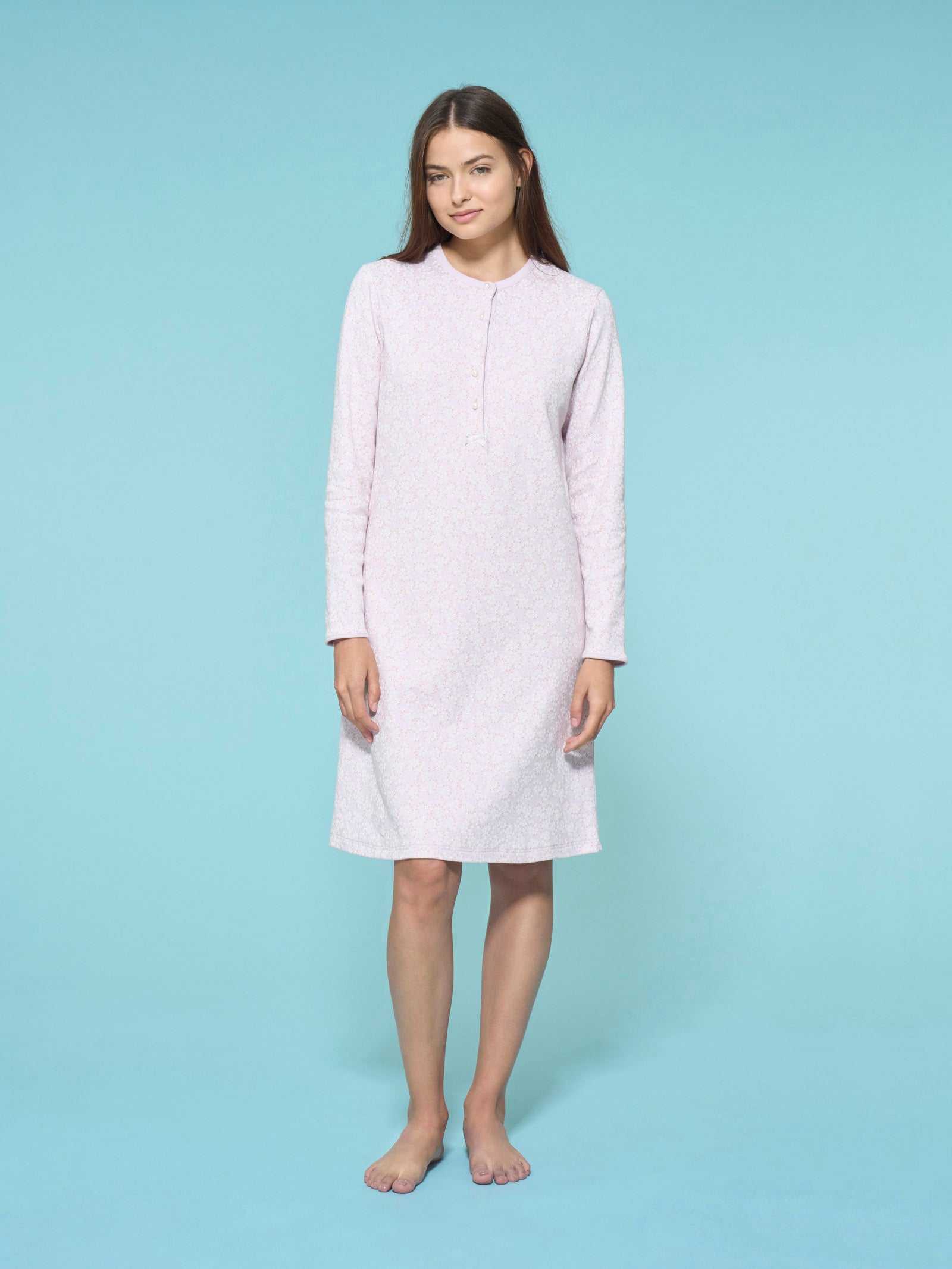 Ragno Jersey Cotone Camicia Notte Serafino Lavender Fog Cotone
