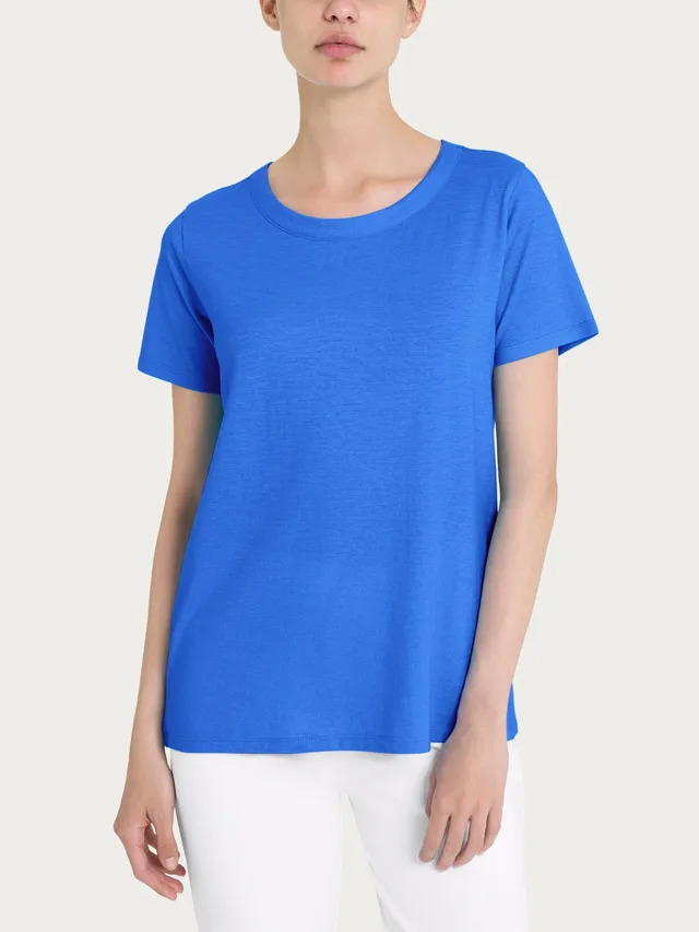 Ragno Jersey di Cotone t-shirt girocollo Dazzling Blue soft