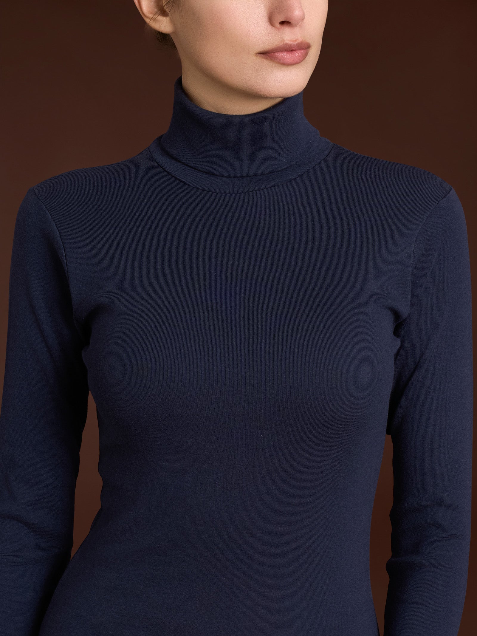 Ragno Thermo Cotton dolcevita donna skinny bleu caldo