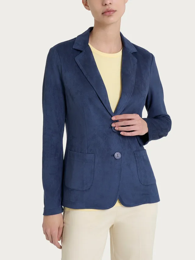 Ragno Eco Suede Blazer Due Bottoni Blu
