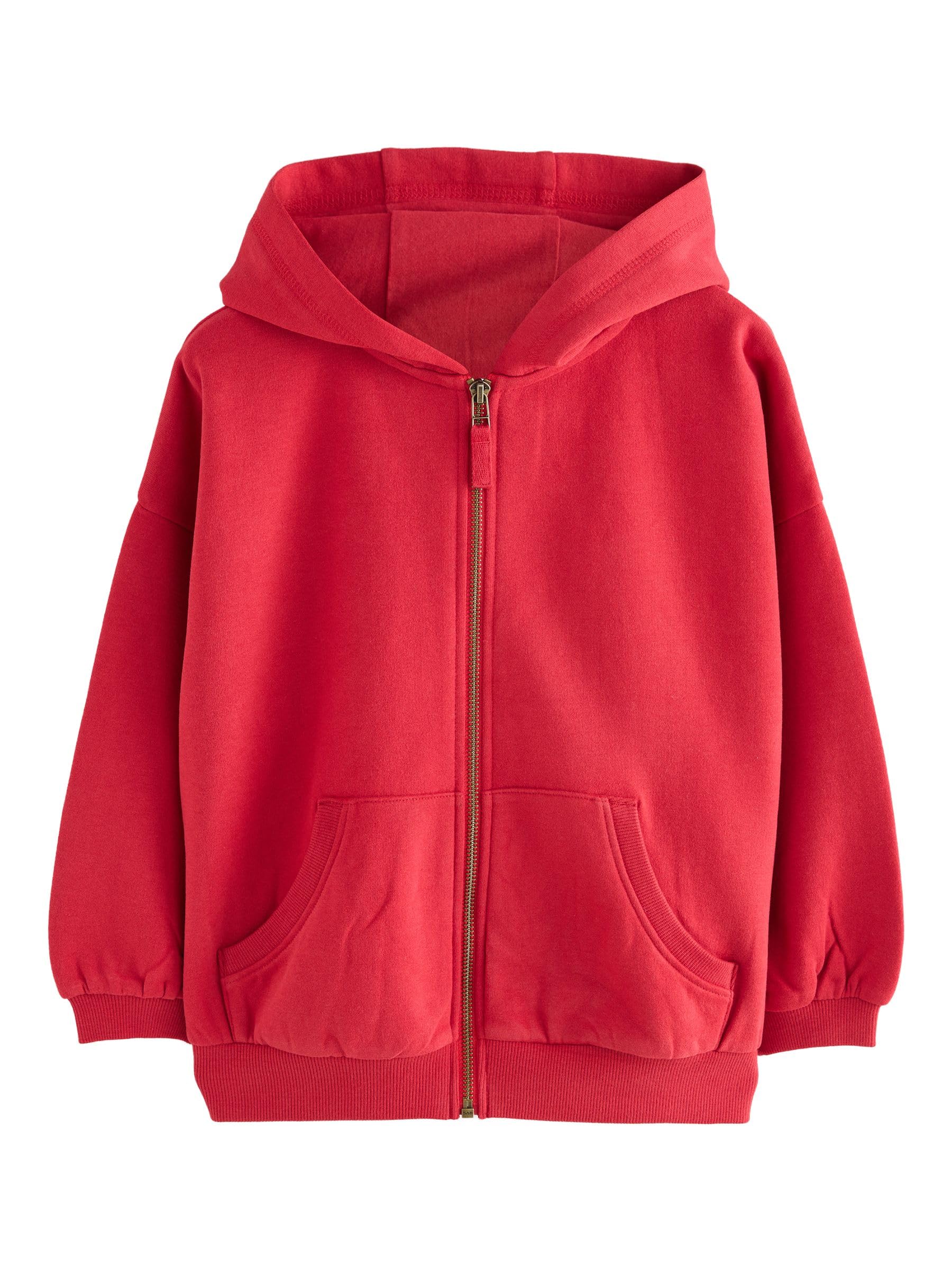 Next Ragazza Felpa Zip Cappuccio Misto Cotone Nero comoda