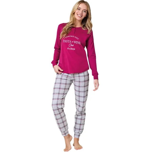 Lady C Montebianco pigiama donna cotone ciclamino L orsetti