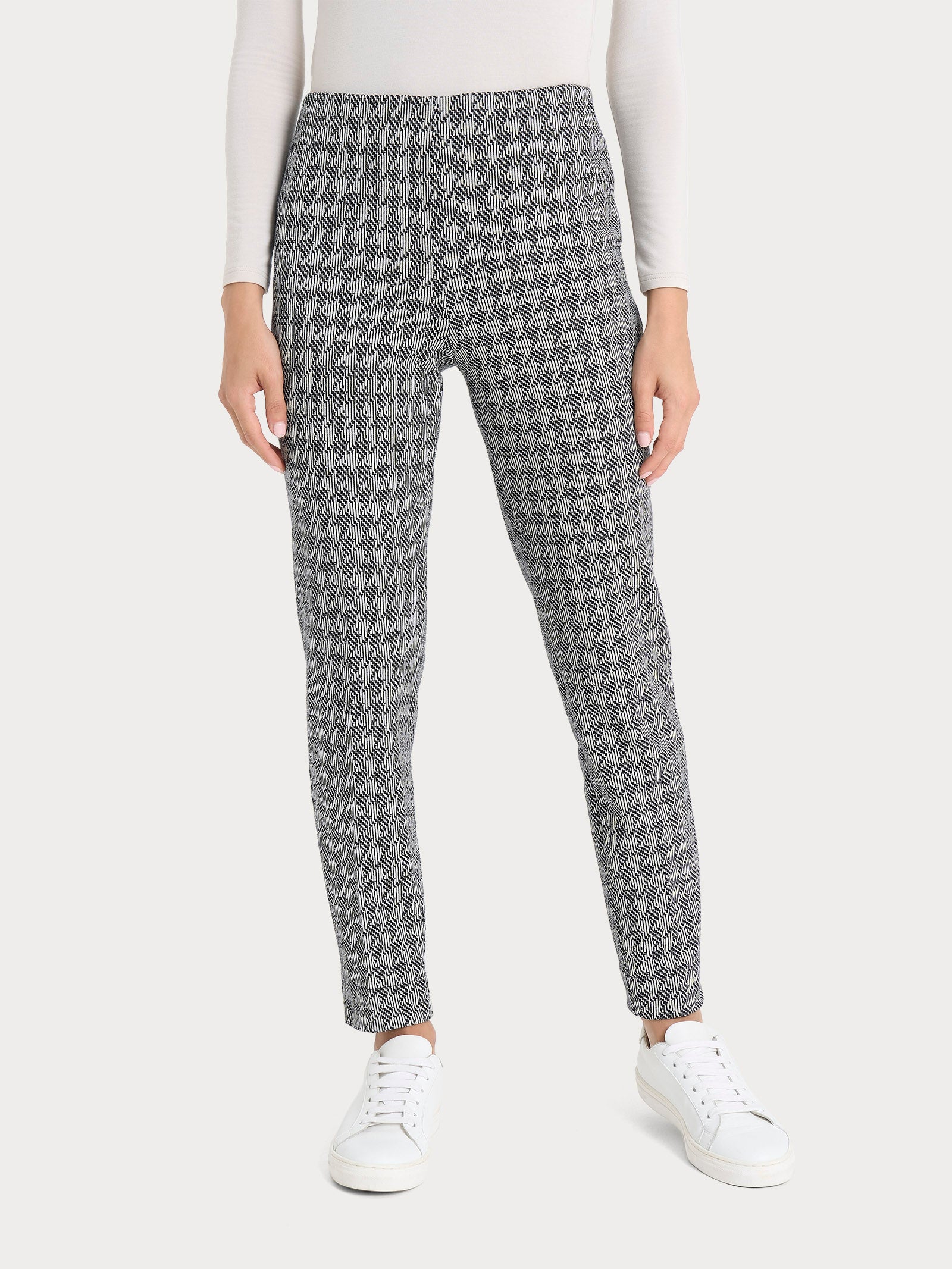 Ragno Eco Jacquard Pantalone Sigaretta Pied de Poule Fant.Nero skinny