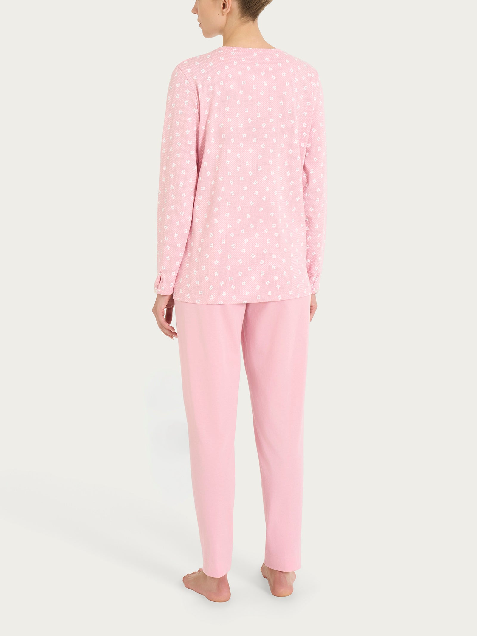 Ragno Sweet Emotion pigiama lungo serafino cotone Cameo Pink