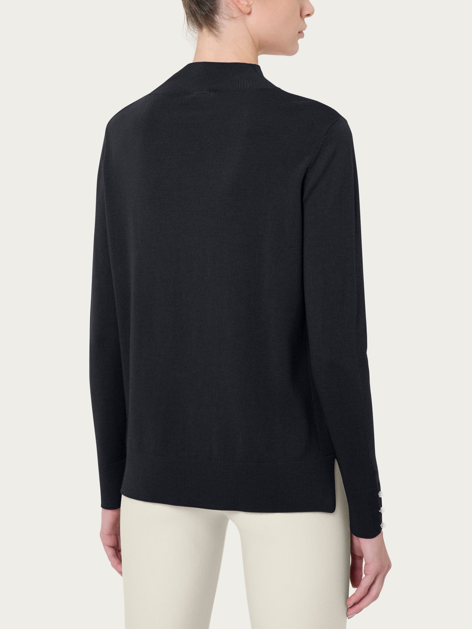 Ragno Merino Soft Lupetto Perline Donna Nero