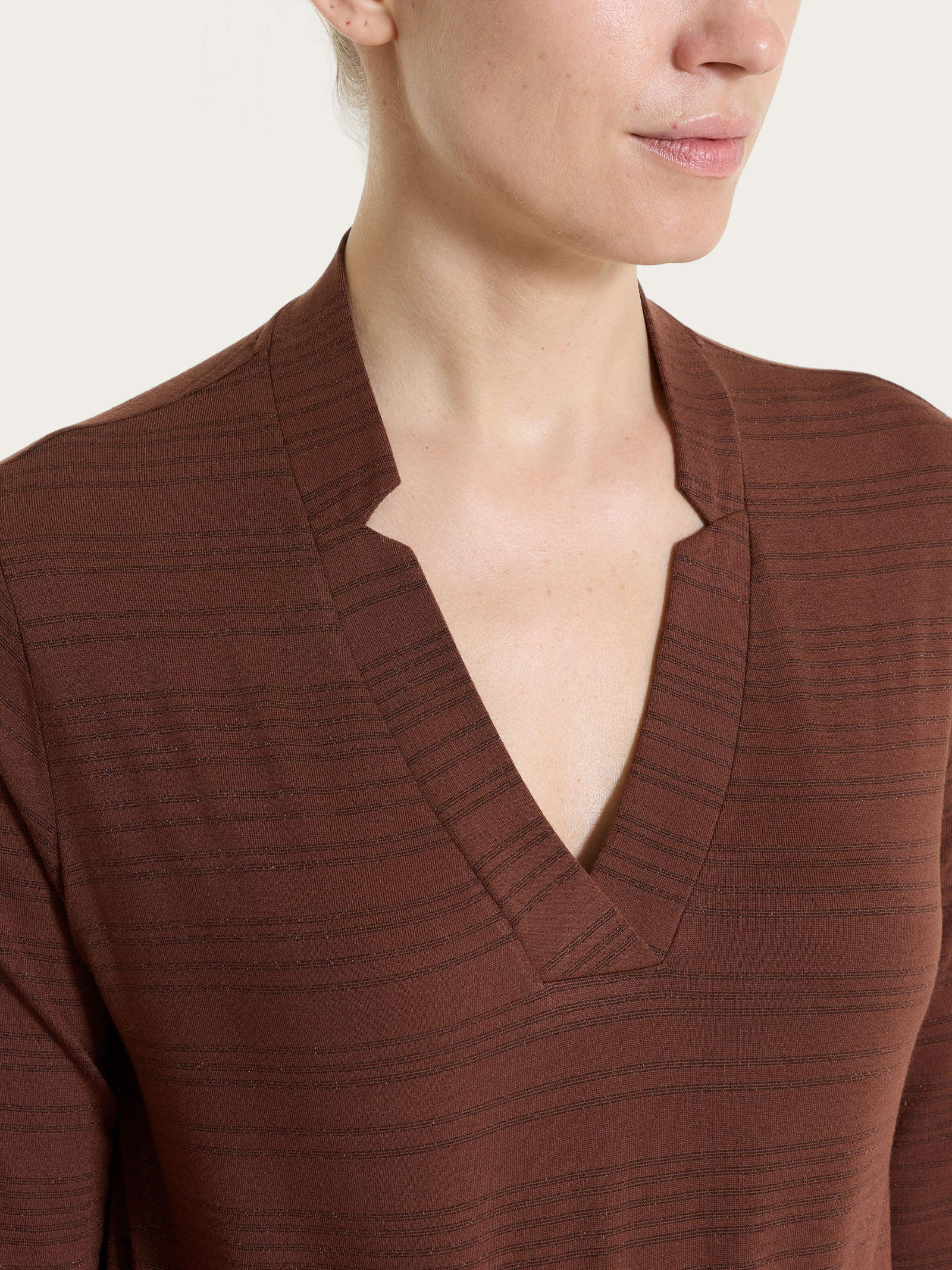 Ragno Viscosa Summer maglietta scollo V Cappuccino righe