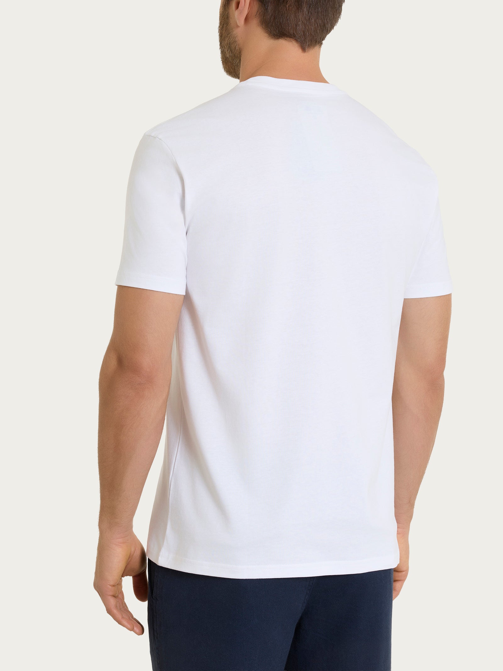 Ragno T-shirt Girocollo Uomo Bianco in Jersey Puro Cotone