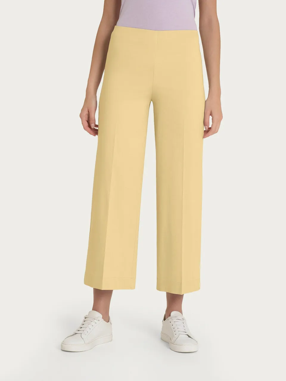 Ragno Satin Power pantalone cropped ampio Pale Banana