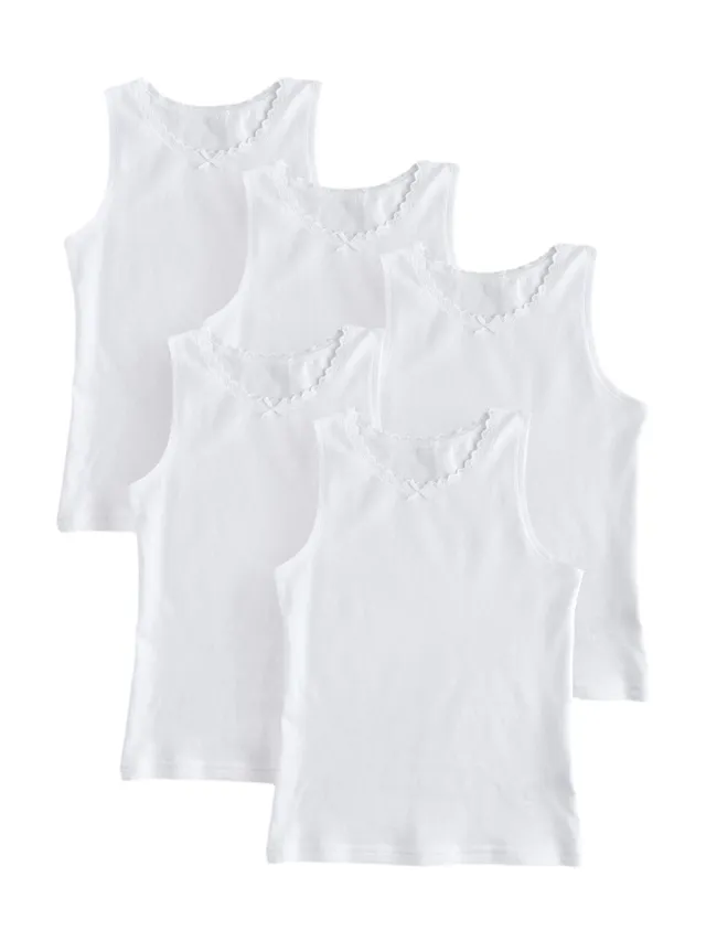 Next 5 canotte bambina pizzo 5-6 anni cotone