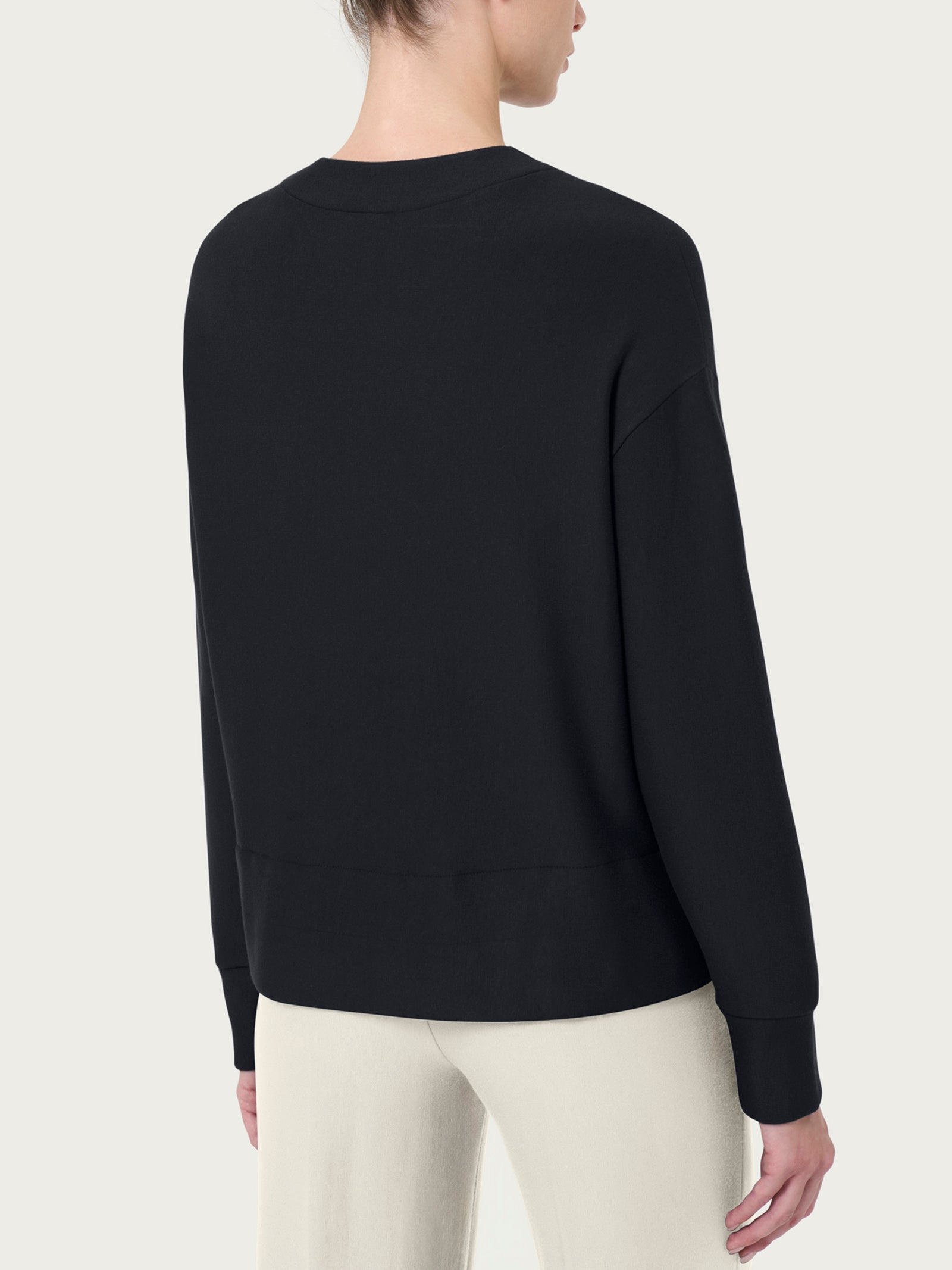 Ragno Comfort Felpa Girocollo Corta Nera Viscosa