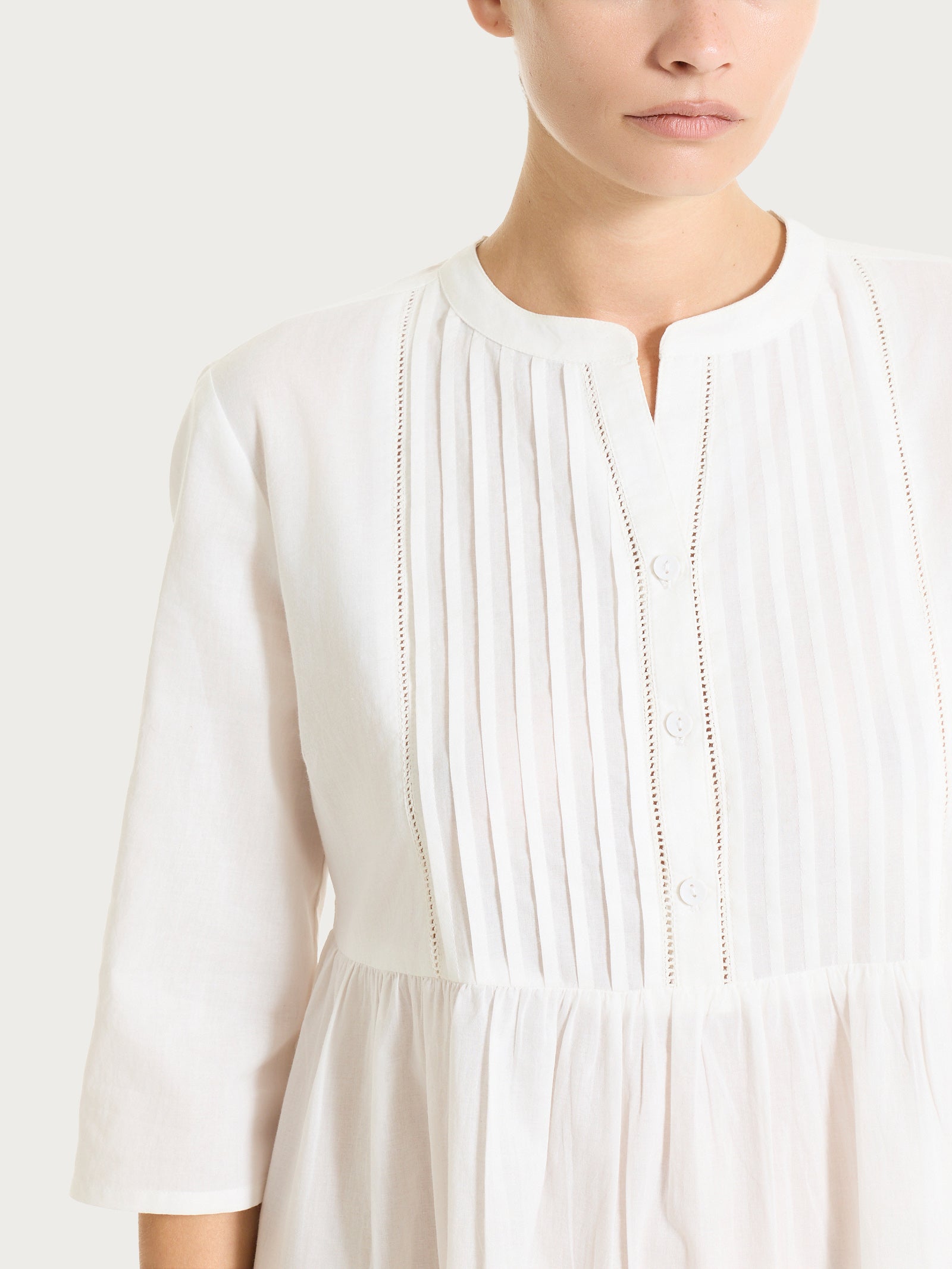 Ragno Mussola di Cotone Vestito lungo balze abito bianco