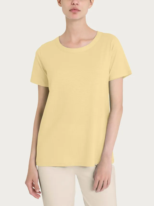 Ragno Puro Cotone t-shirt girocollo donna Giallo Banana manica corta