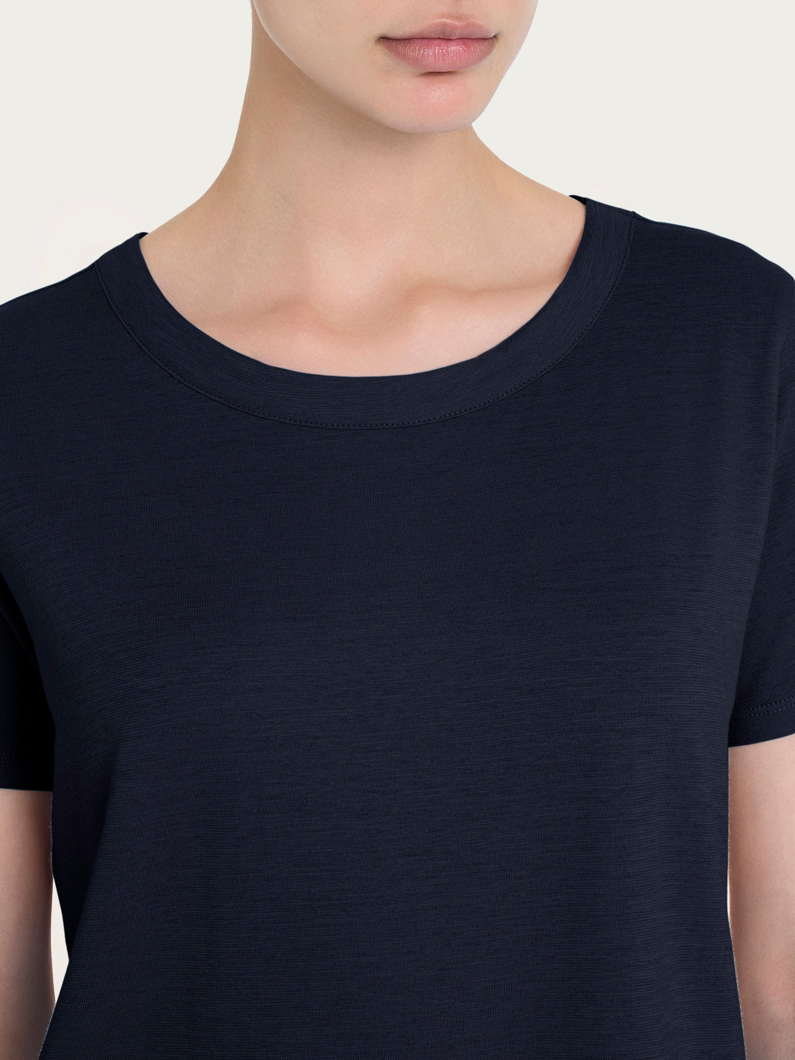 Ragno Slub Maglietta Girocollo Donna Bleu Cotone