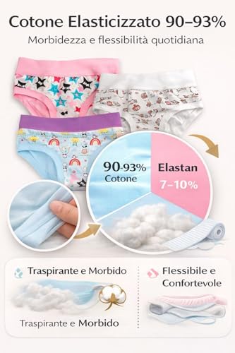 Lady C slip bambina cotone 6 anni 5 pezzi fantasie assortite