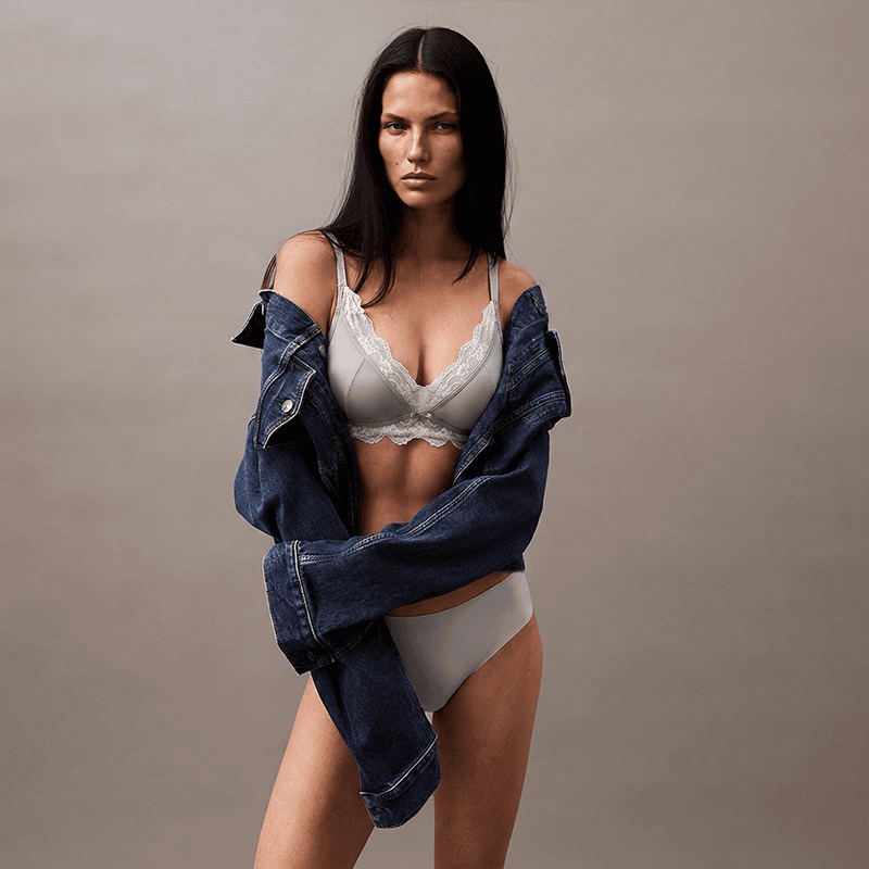 Maria Grazia Severi completo bralette pizzo grigio argento