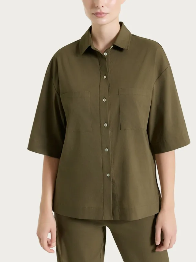 Ragno Super Fresh Camicia manica corta Dark Olive cotone