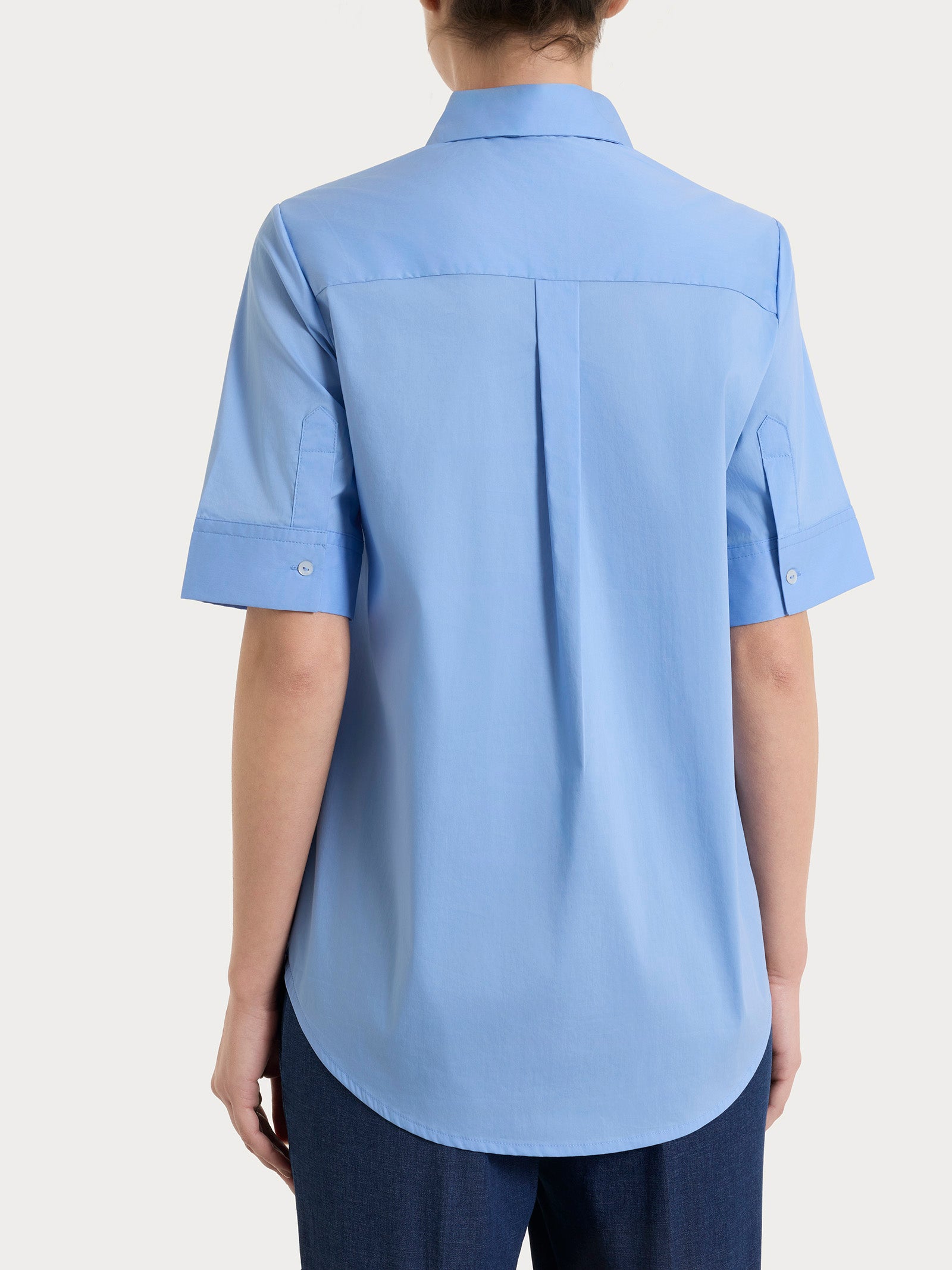 Ragno Camicia Collo Serafino Poplin Cotone Bel Air Blue