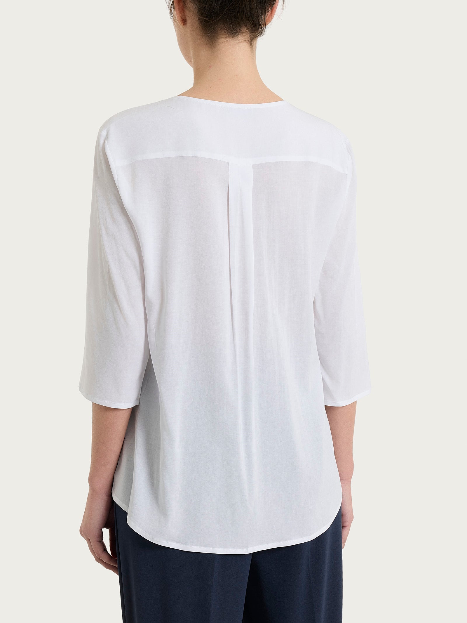 Ragno Voile Stretch Blusa Scollo a V Bianca viscosa