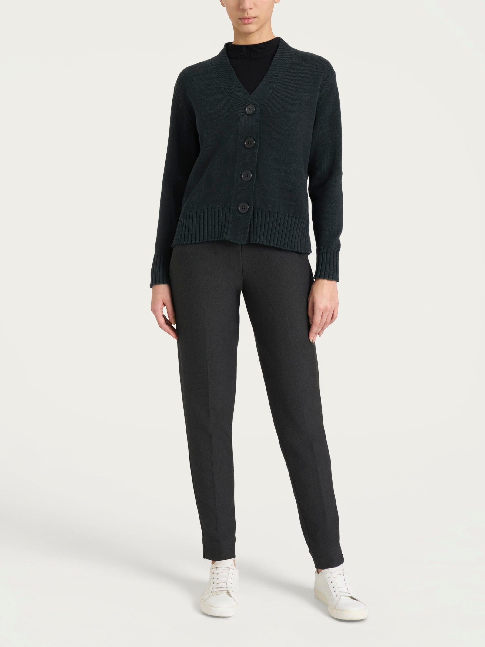 Ragno Winter Cotton scollo a V bottoni cardigan Nero Mel. puro cotone