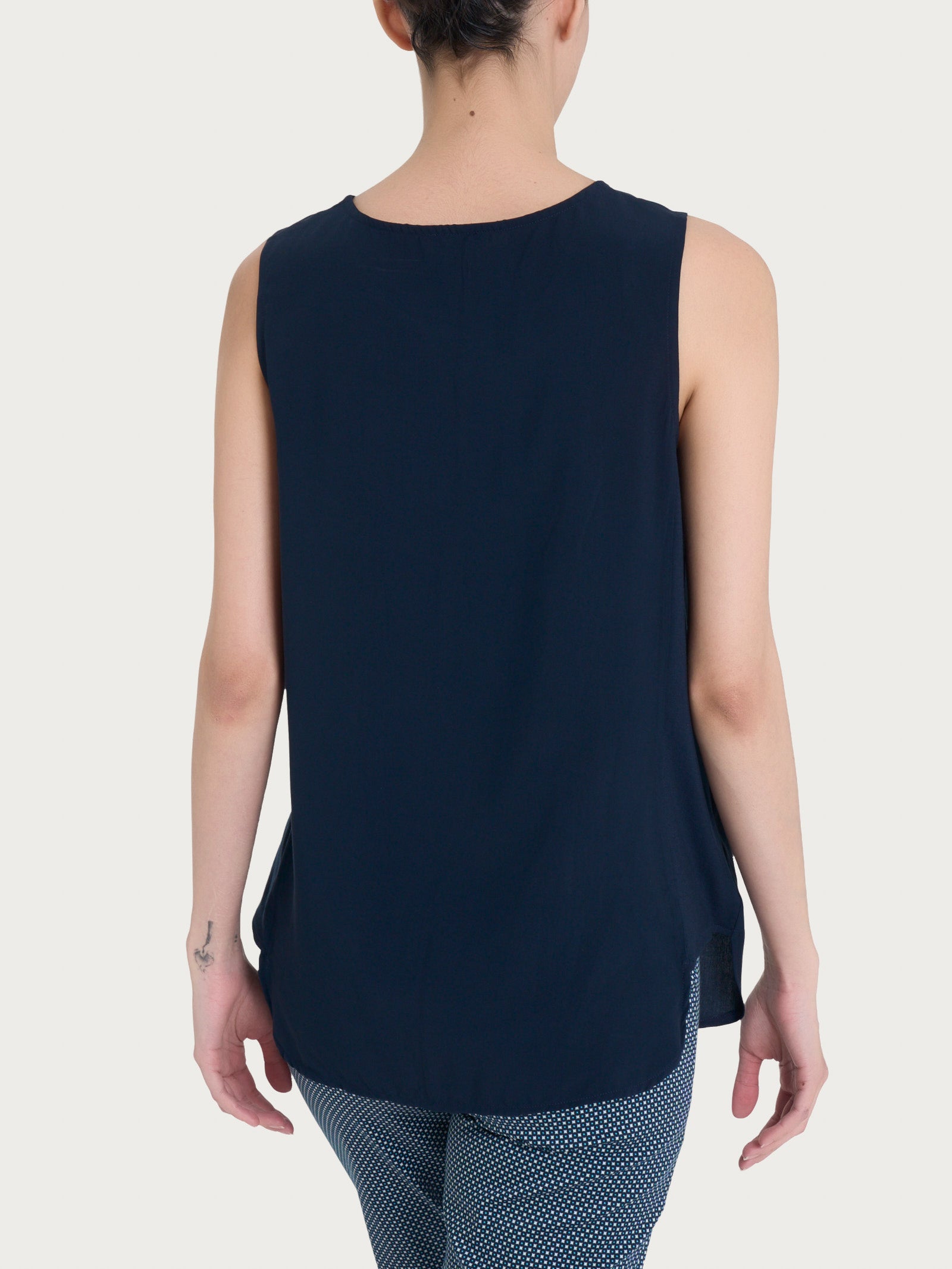 Ragno Viscosa Summer top spalla larga bleu inserto laterale