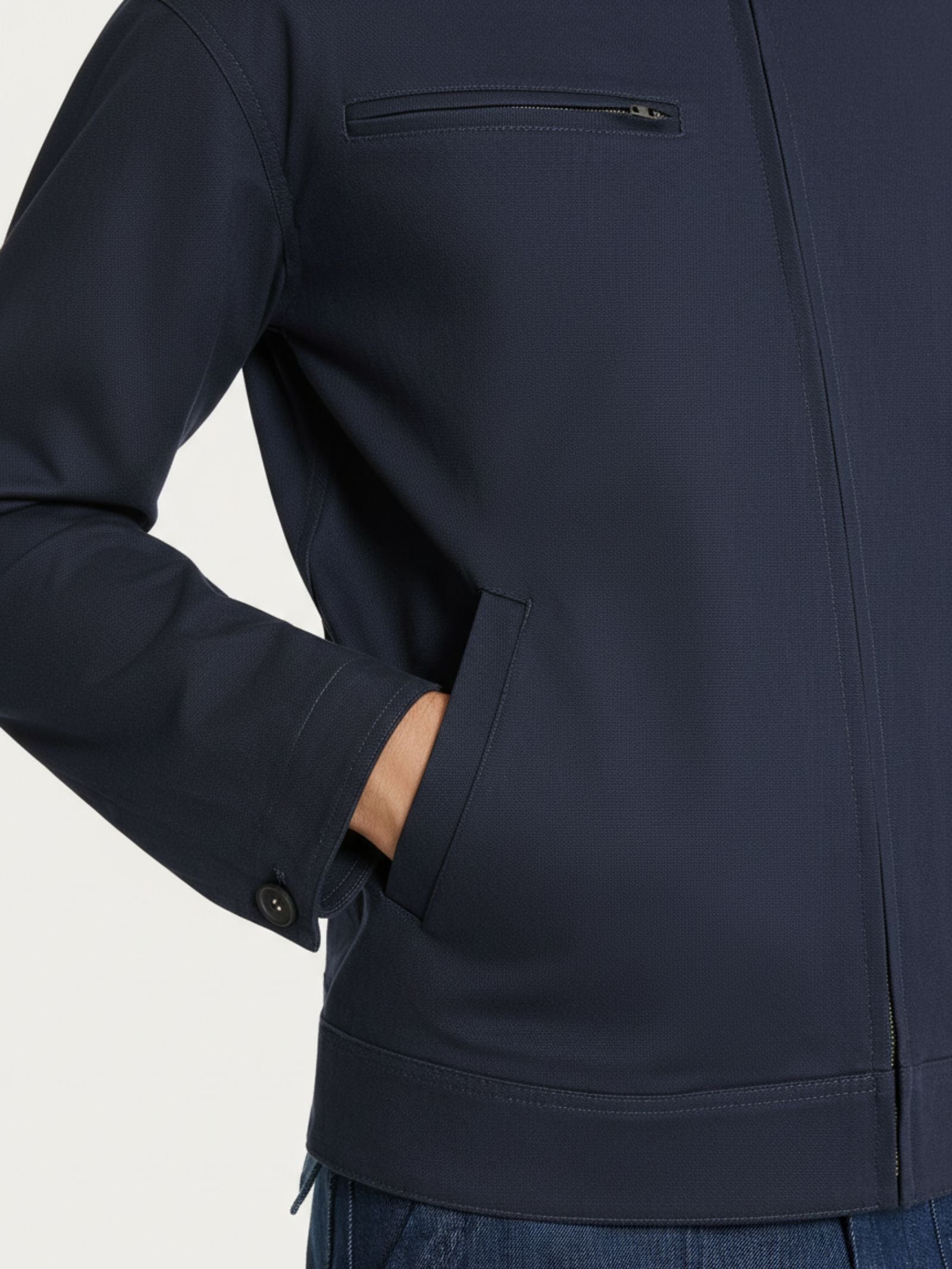 Ragno Canvas Stretch giacca zip blu uomo