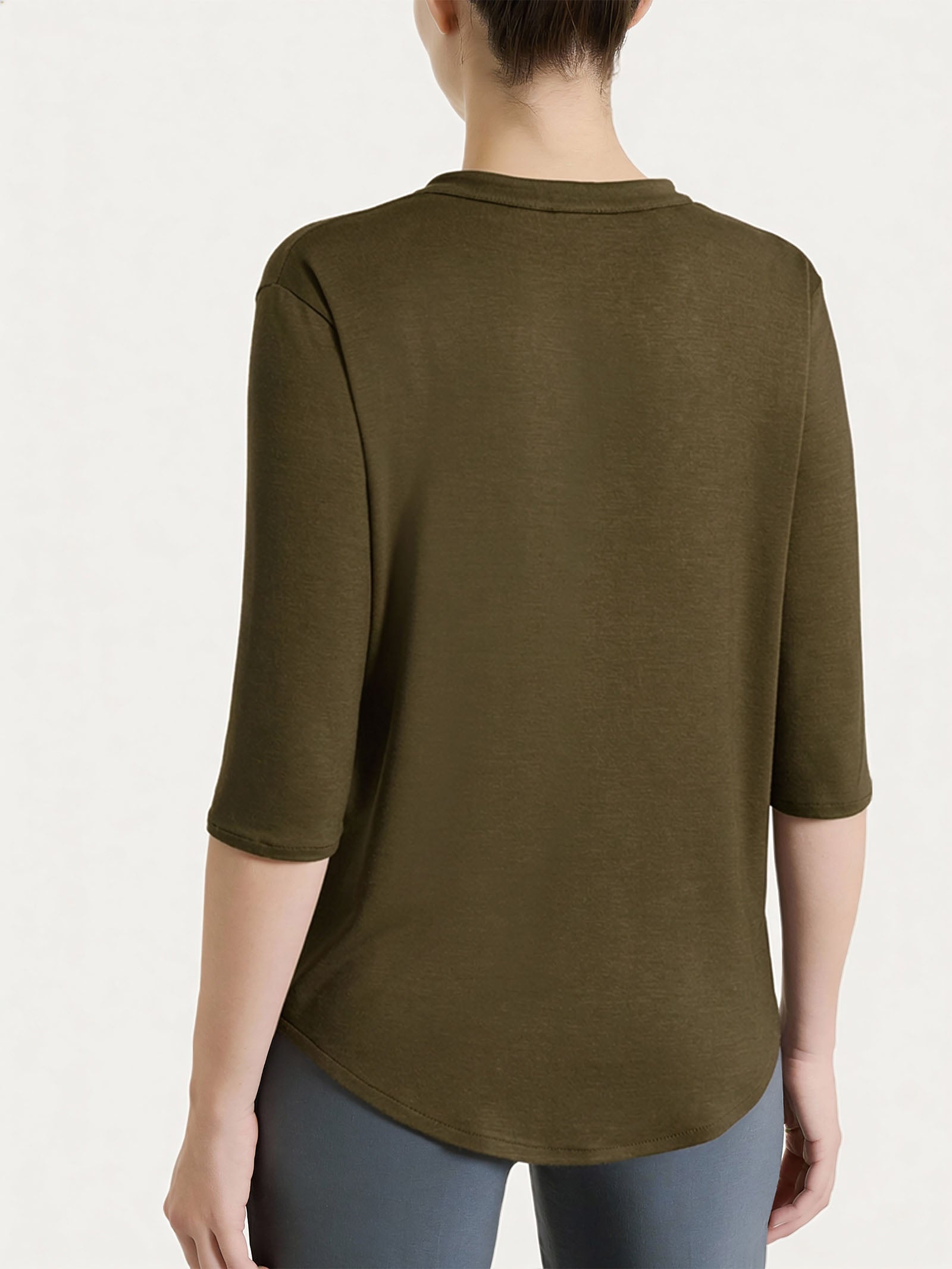 Ragno Viscosa Summer Maglietta 3/4 Dark Olive Morbida