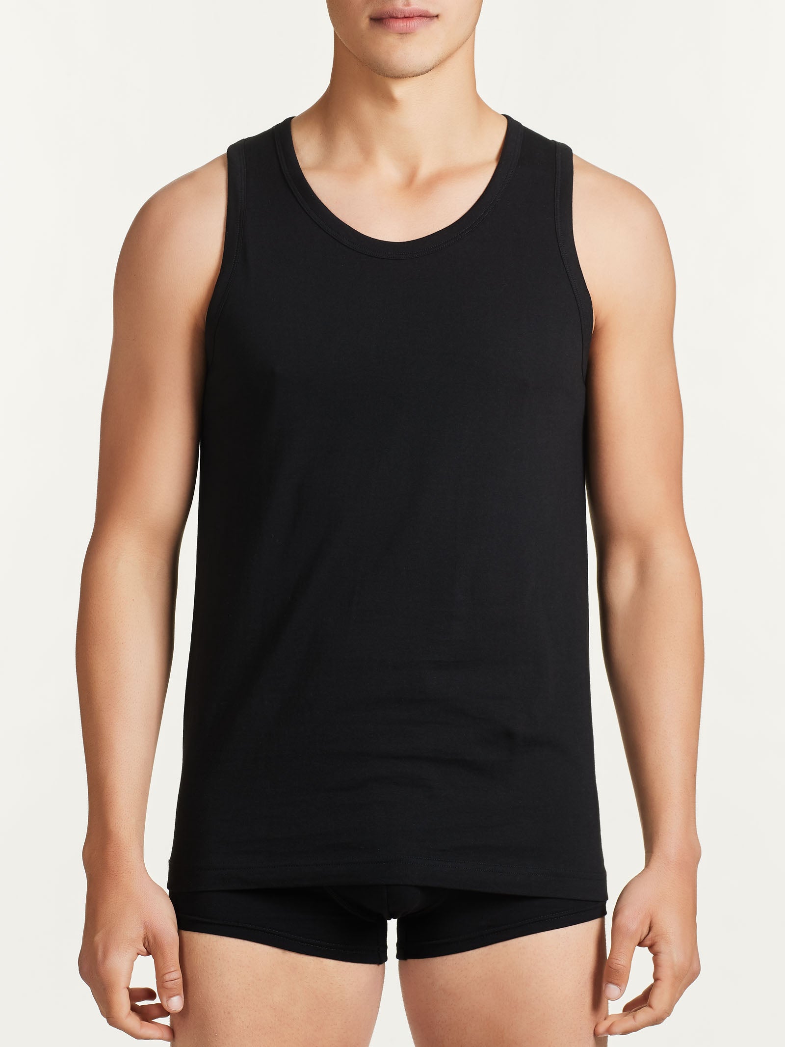 Ragno 100% Cotton Canottiera Spalla Larga Nero Bipack 2 Pz