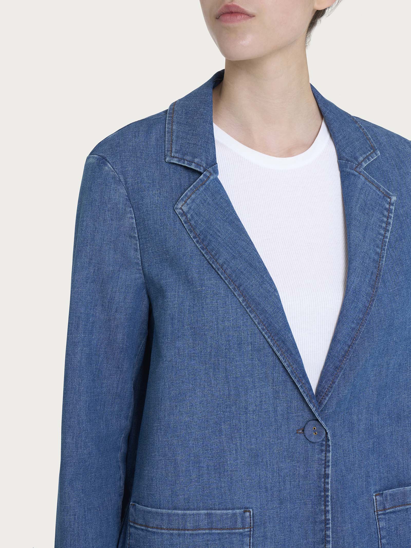 Ragno Light Denim Blazer Over Delave Elasticizzato