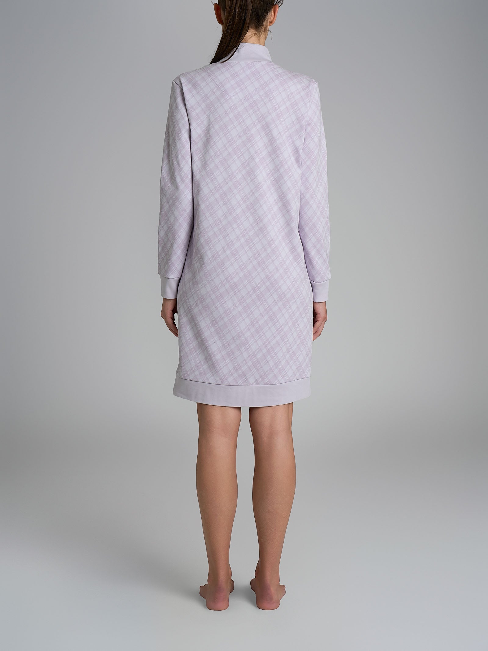 Ragno Vestaglia Tartan Lavender Blue in Cotone Interlock
