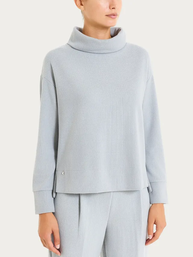 Ragno Velvet Felpa Donna Grigia Collo Ciambella Over