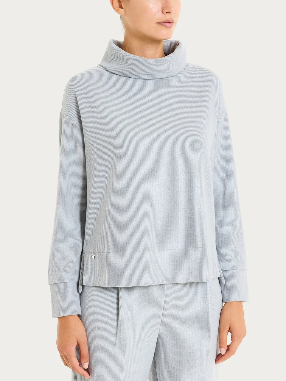 Ragno Velvet Felpa Donna Grigia Collo Ciambella Over
