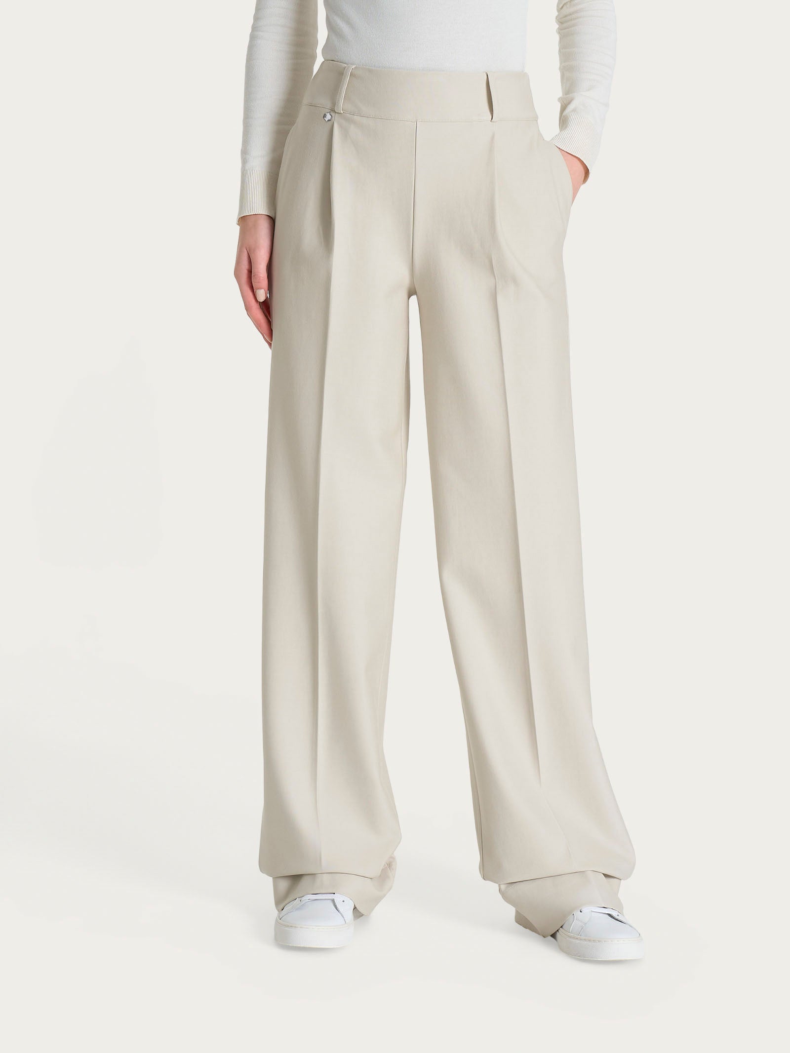 Ragno Compact pantalone ampio Champignon wide leg
