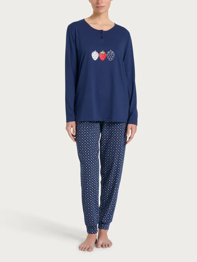 Ragno Sweet Emotion pigiama serafino cotone blu Naval Academy