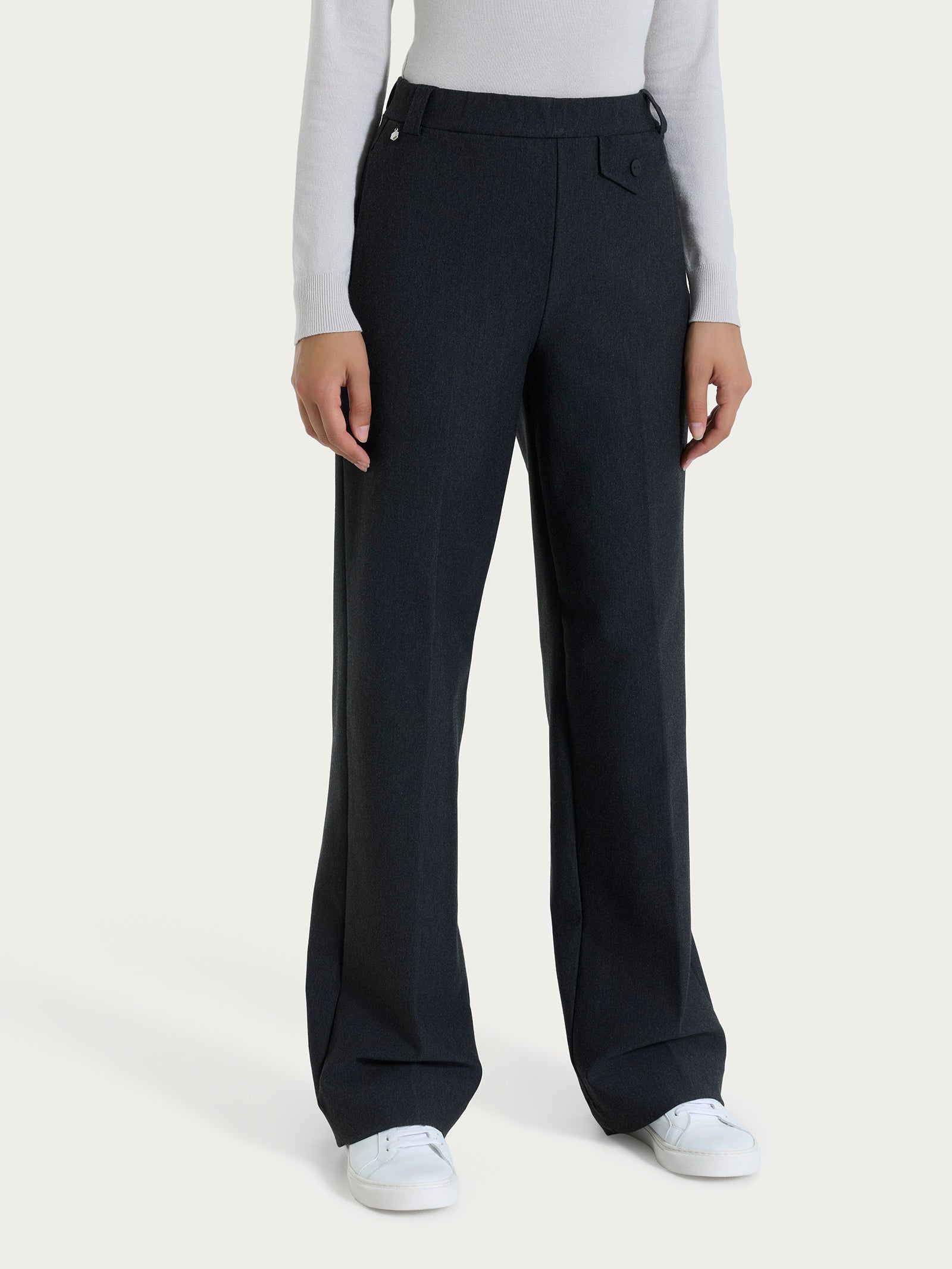 Ragno Compact The Wide Leg pantalone ampio nero Oscuro Mel.