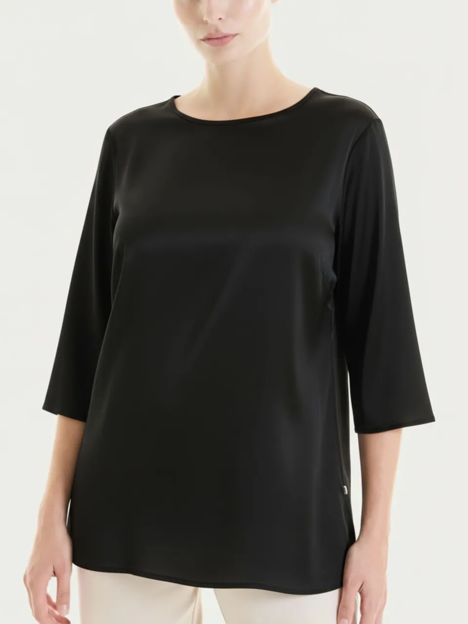 Ragno Stretch Satin blusa 3/4 donna nero elegante
