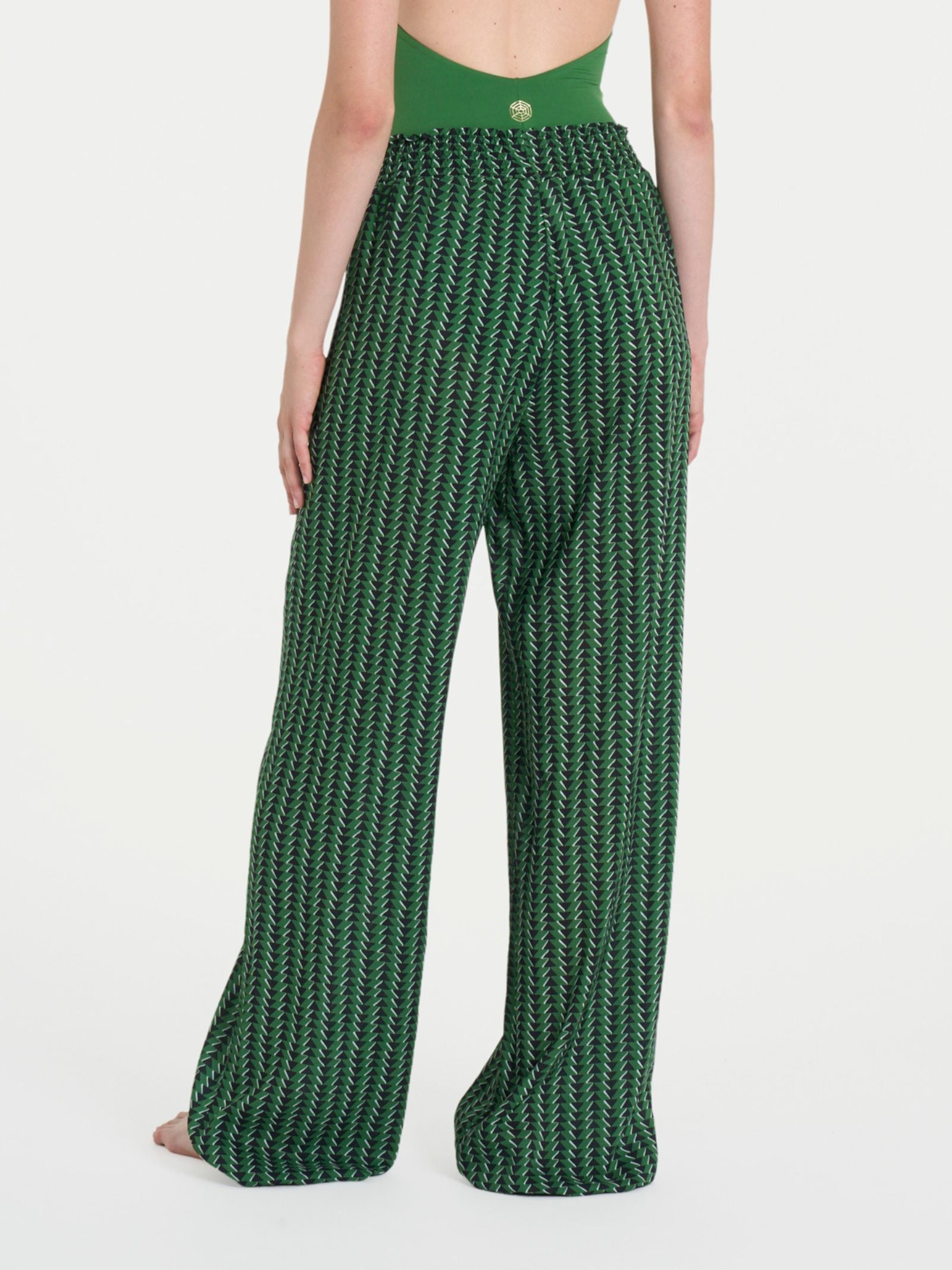 Ragno EcoSeta Wide Leg pantalone verde Artichoke Green smock