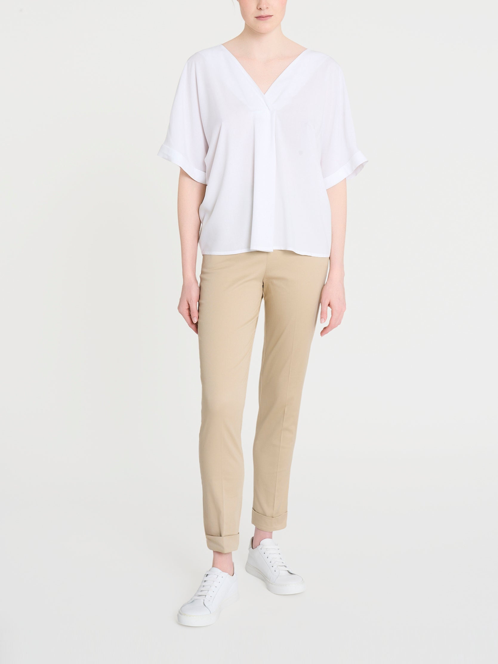 Ragno EcoSeta Blusa scollo V camicia bianco viscosa