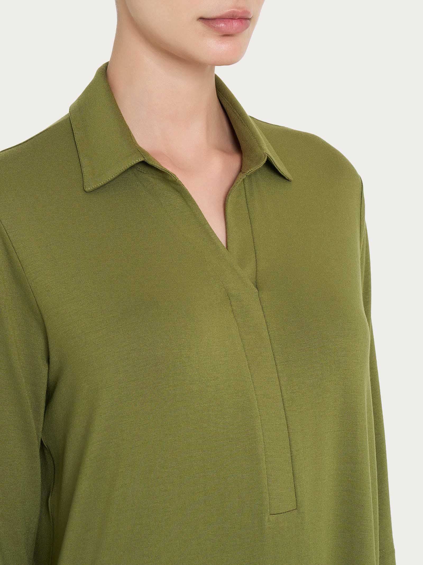 Ragno Viscosa Summer Polo 3/4 Donna Sphagnum