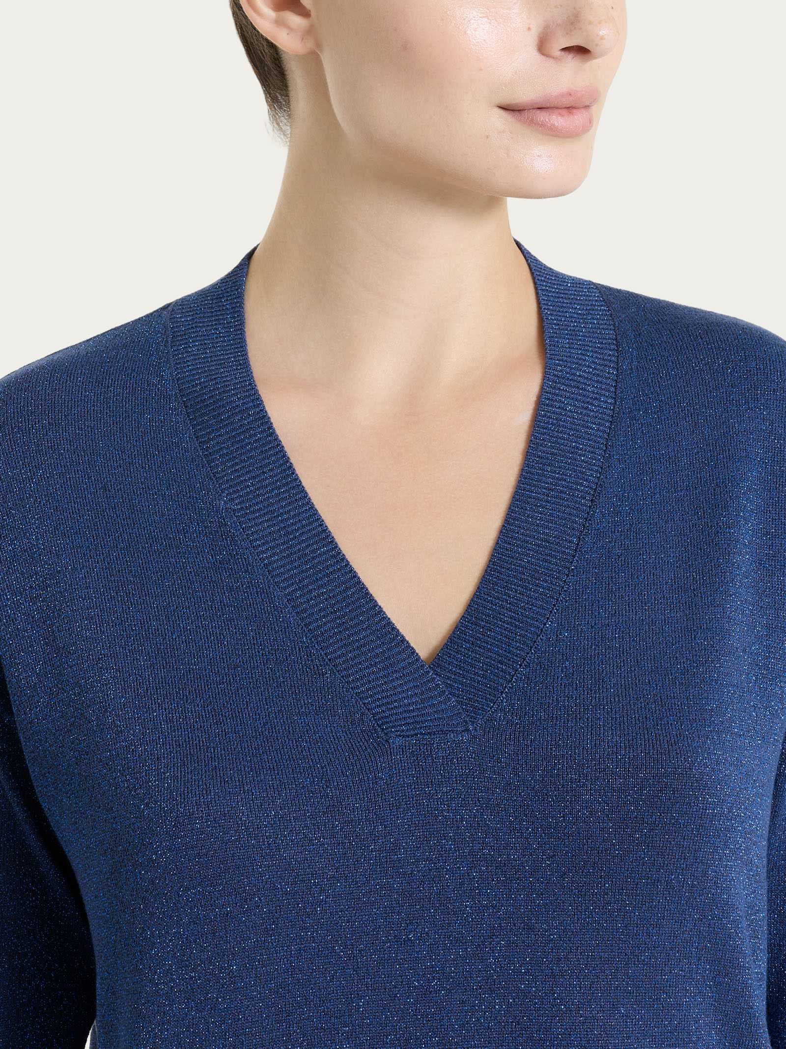 Ragno Summertime maglia scollo V blu oceana lurex soft
