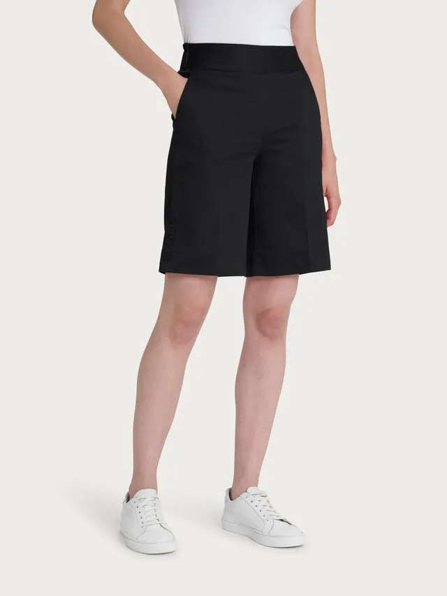 Ragno Satin Power bermuda con bottoni nero Black