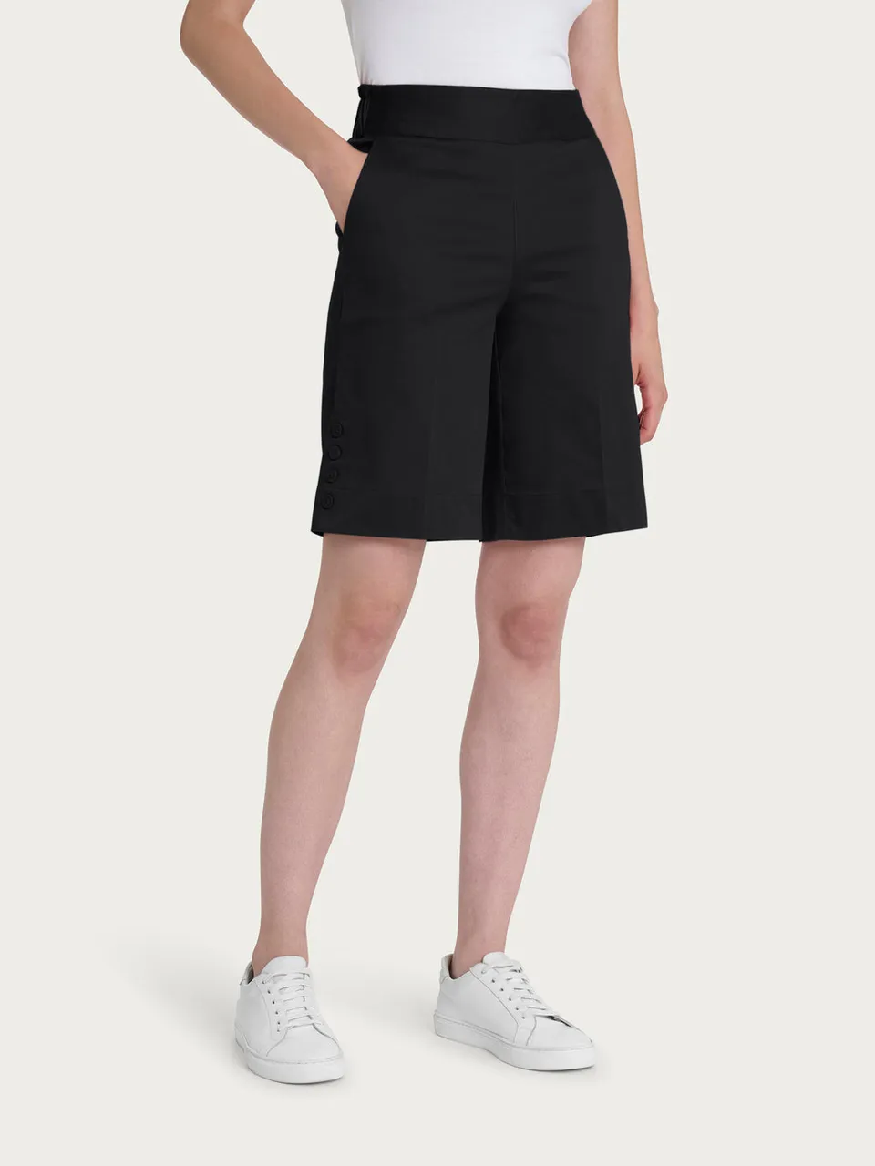 Ragno Satin Power bermuda con bottoni nero Black