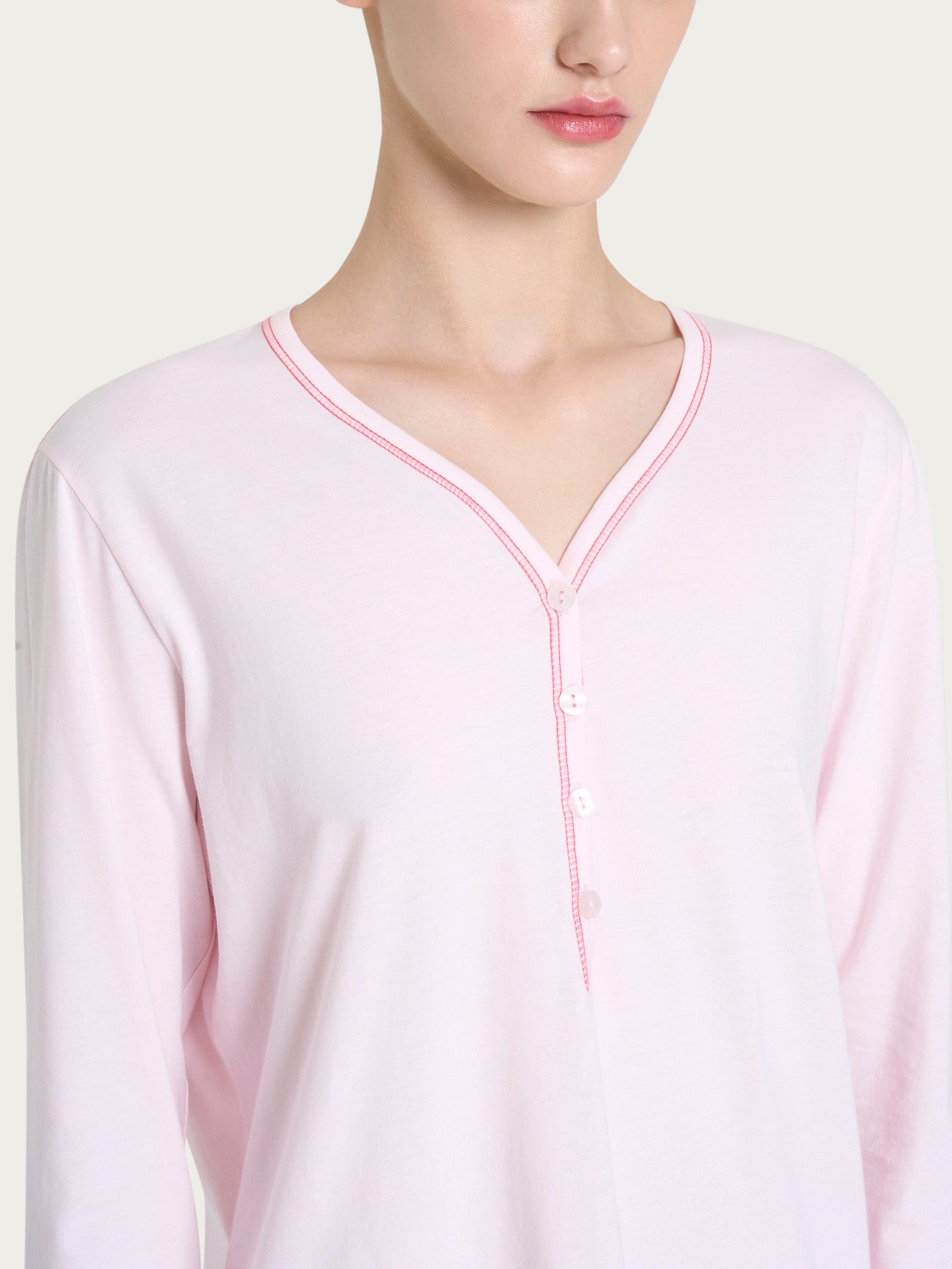 Ragno Jersey Cotone pigiama lungo serafino fantasia bianco